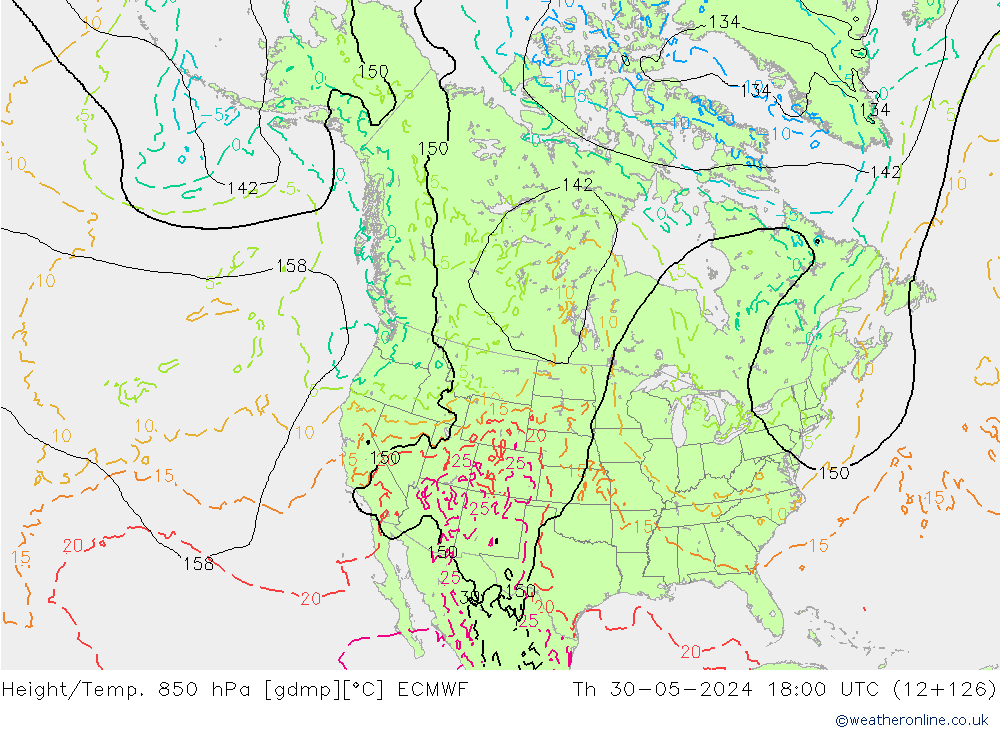 Z500/Rain (+SLP)/Z850 ECMWF jue 30.05.2024 18 UTC