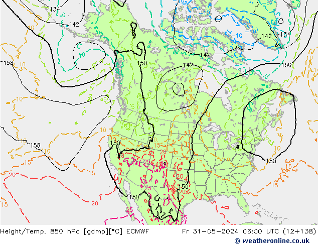 Height/Temp. 850 hPa ECMWF Fr 31.05.2024 06 UTC