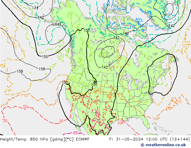 Height/Temp. 850 hPa ECMWF Fr 31.05.2024 12 UTC