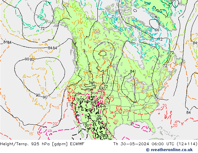 Géop./Temp. 925 hPa ECMWF jeu 30.05.2024 06 UTC