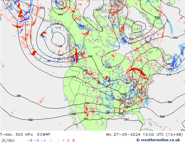 T-Adv. 500 hPa ECMWF Mo 27.05.2024 12 UTC