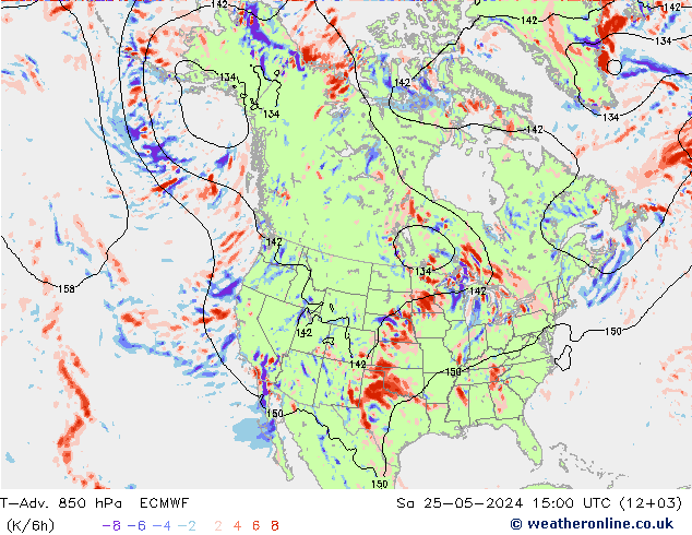 T-Adv. 850 hPa ECMWF Sa 25.05.2024 15 UTC