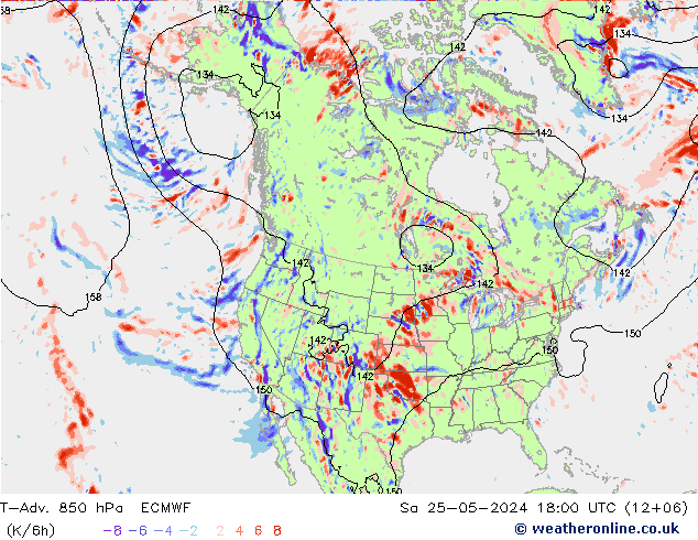 T-Adv. 850 hPa ECMWF sab 25.05.2024 18 UTC