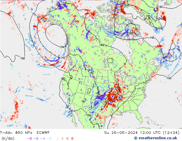 T-Adv. 850 hPa ECMWF dim 26.05.2024 12 UTC