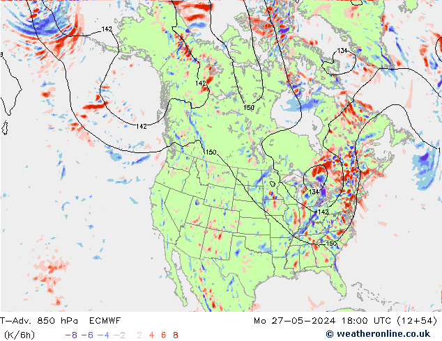 T-Adv. 850 hPa ECMWF Pzt 27.05.2024 18 UTC