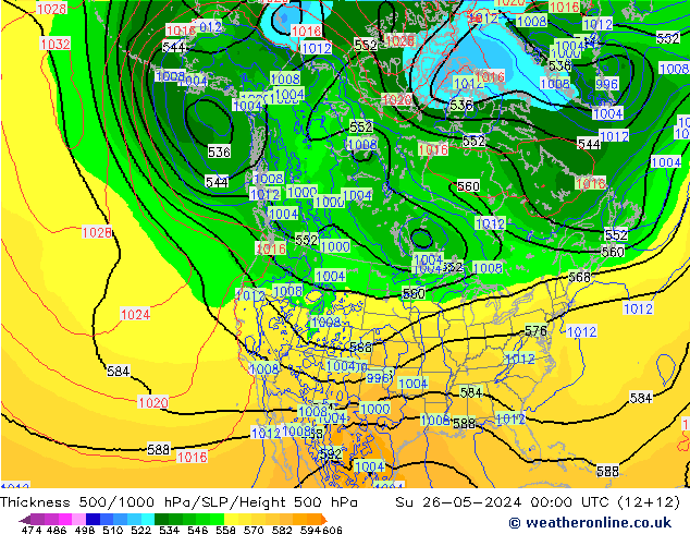 Schichtdicke 500-1000 hPa ECMWF So 26.05.2024 00 UTC