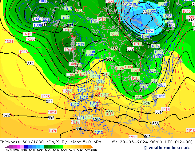 Schichtdicke 500-1000 hPa ECMWF Mi 29.05.2024 06 UTC