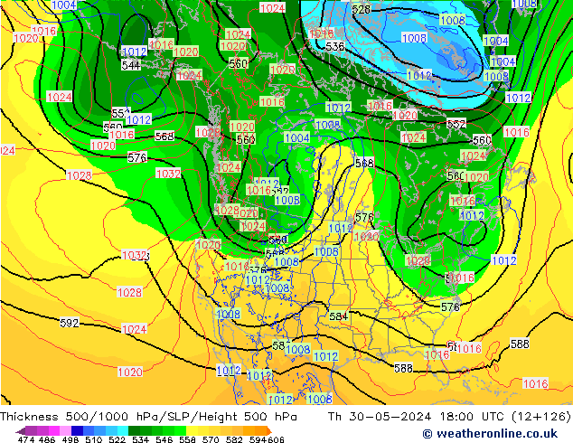 Thck 500-1000hPa ECMWF Th 30.05.2024 18 UTC