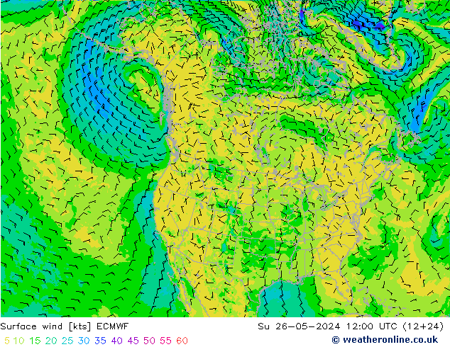 Vent 10 m ECMWF dim 26.05.2024 12 UTC