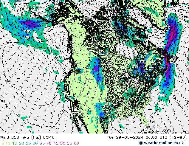 Wind 850 hPa ECMWF wo 29.05.2024 06 UTC