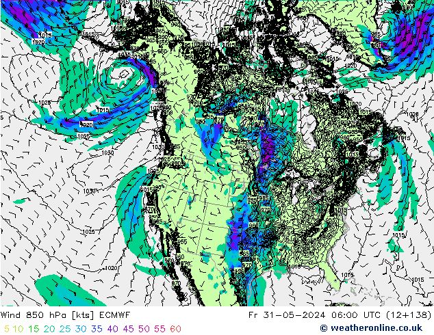 Wind 850 hPa ECMWF Fr 31.05.2024 06 UTC