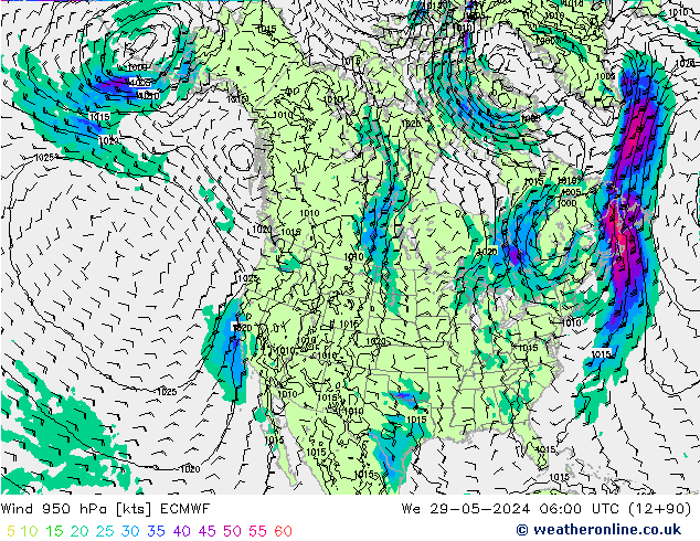 Wind 950 hPa ECMWF wo 29.05.2024 06 UTC