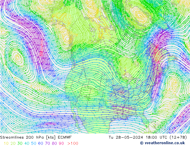 Stroomlijn 200 hPa ECMWF di 28.05.2024 18 UTC