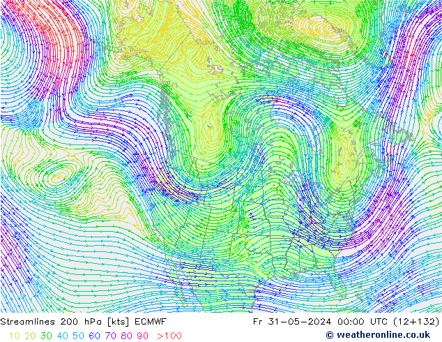 Streamlines 200 hPa ECMWF Fr 31.05.2024 00 UTC