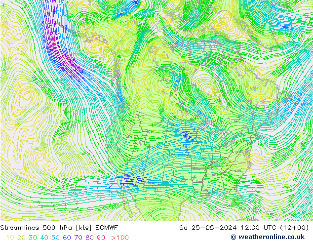 风 500 hPa ECMWF 星期六 25.05.2024 12 UTC