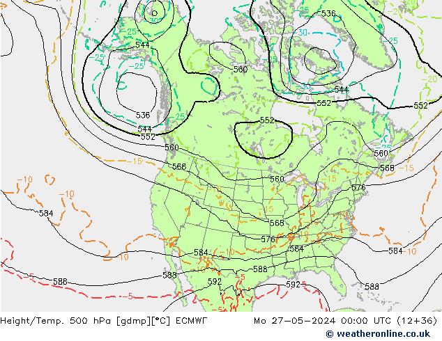 Z500/Regen(+SLP)/Z850 ECMWF ma 27.05.2024 00 UTC