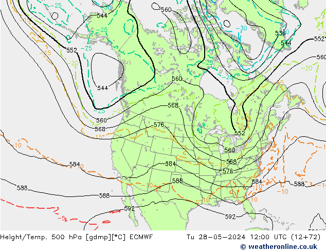 Z500/Regen(+SLP)/Z850 ECMWF di 28.05.2024 12 UTC