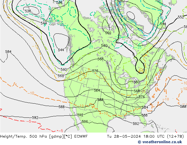 Z500/Rain (+SLP)/Z850 ECMWF mar 28.05.2024 18 UTC