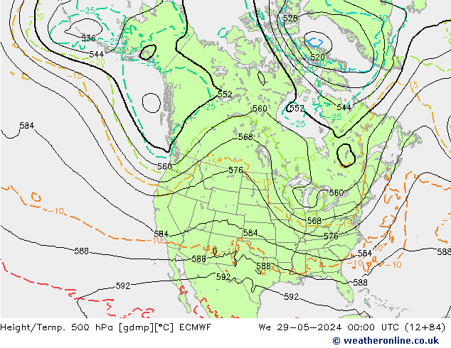 Z500/Rain (+SLP)/Z850 ECMWF We 29.05.2024 00 UTC