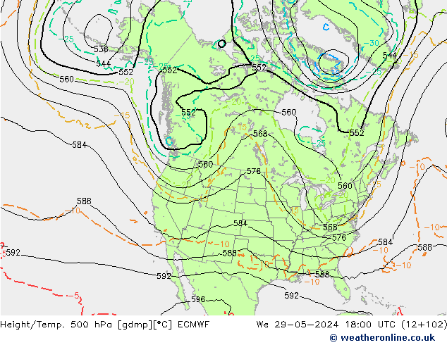 Z500/Rain (+SLP)/Z850 ECMWF śro. 29.05.2024 18 UTC