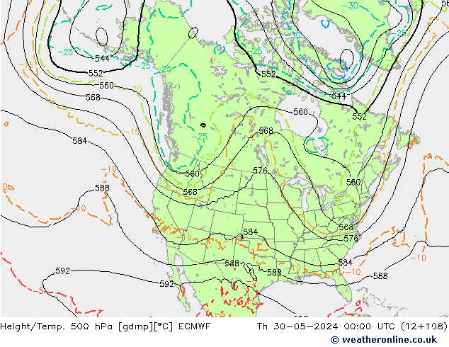 Height/Temp. 500 hPa ECMWF Do 30.05.2024 00 UTC