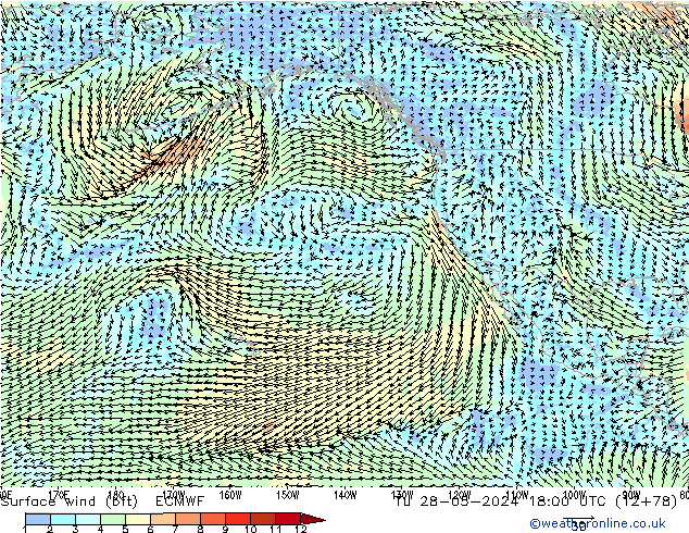 Wind 10 m (bft) ECMWF di 28.05.2024 18 UTC