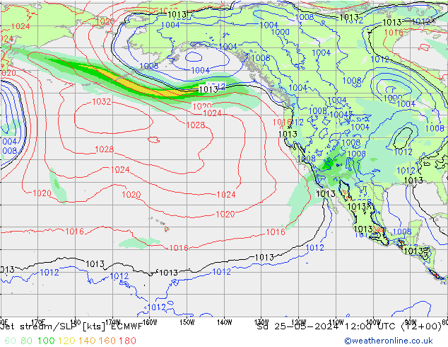 Jet Akımları/SLP ECMWF Cts 25.05.2024 12 UTC