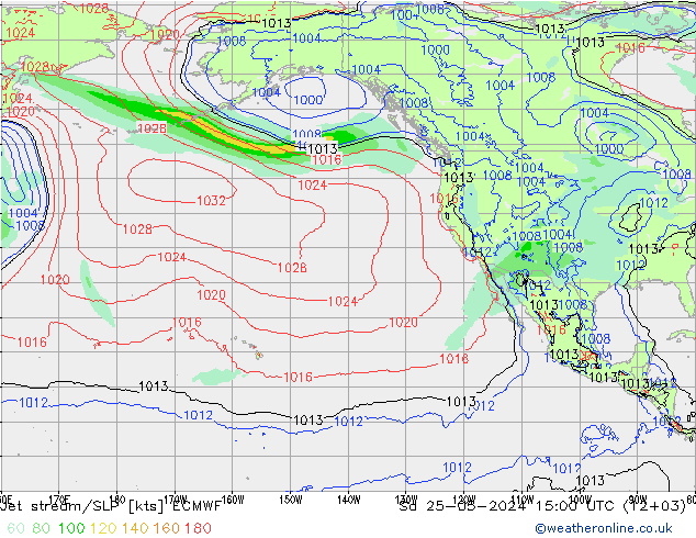 Jet Akımları/SLP ECMWF Cts 25.05.2024 15 UTC