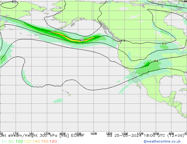 Jet stream/Height 300 hPa ECMWF Sa 25.05.2024 18 UTC