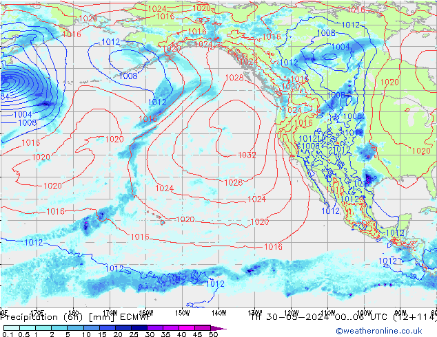 Z500/Rain (+SLP)/Z850 ECMWF Qui 30.05.2024 06 UTC