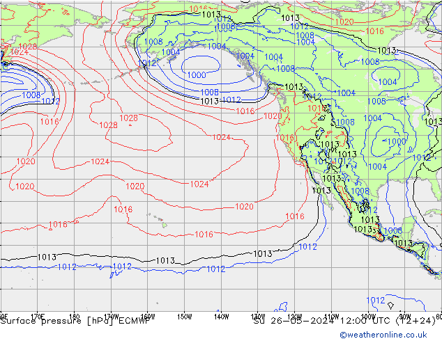 Luchtdruk (Grond) ECMWF zo 26.05.2024 12 UTC