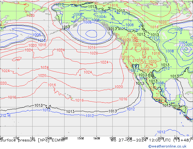 Atmosférický tlak ECMWF Po 27.05.2024 12 UTC
