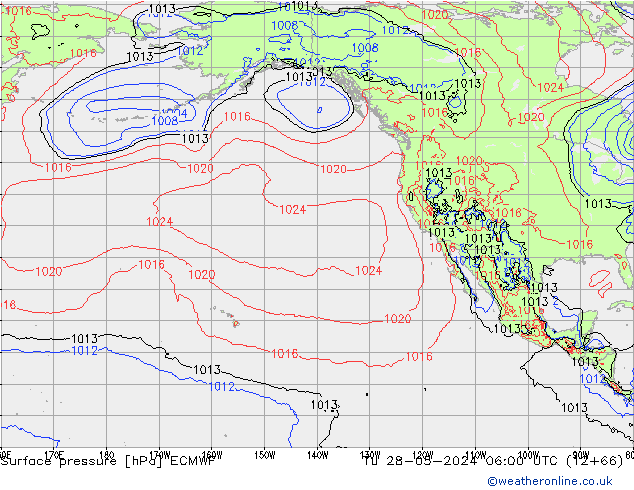 pressão do solo ECMWF Ter 28.05.2024 06 UTC