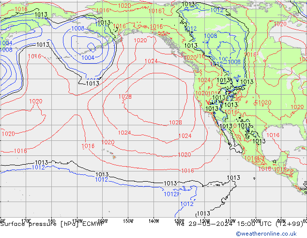 Atmosférický tlak ECMWF St 29.05.2024 15 UTC