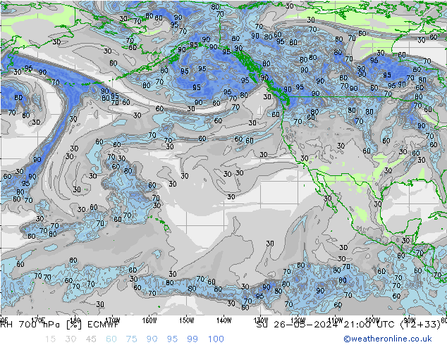 RH 700 hPa ECMWF Ne 26.05.2024 21 UTC