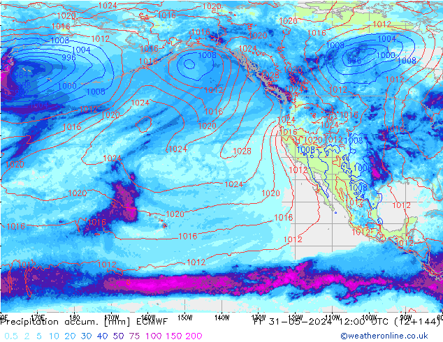 Precipitation accum. ECMWF pt. 31.05.2024 12 UTC