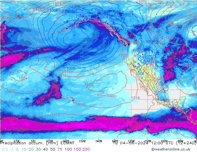 Precipitation accum. ECMWF  04.06.2024 12 UTC