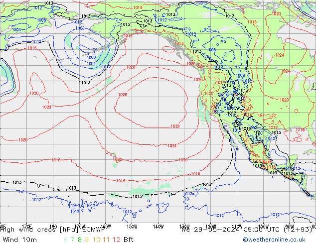 High wind areas ECMWF St 29.05.2024 09 UTC