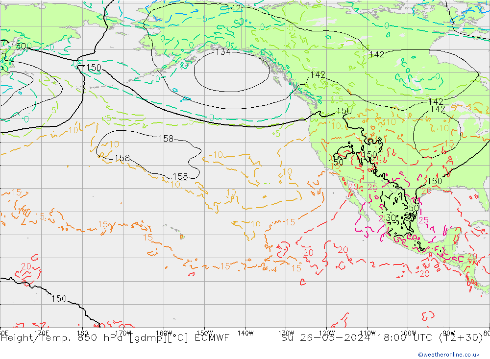 Height/Temp. 850 hPa ECMWF Dom 26.05.2024 18 UTC