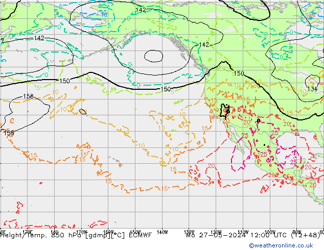 Hoogte/Temp. 850 hPa ECMWF ma 27.05.2024 12 UTC