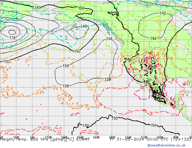 Z500/Rain (+SLP)/Z850 ECMWF  31.05.2024 00 UTC