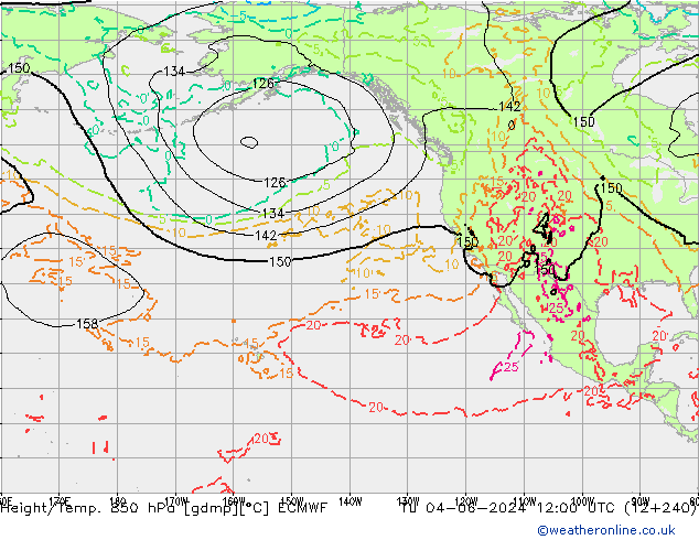 Z500/Rain (+SLP)/Z850 ECMWF Tu 04.06.2024 12 UTC