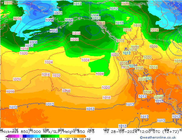 Thck 850-1000 hPa ECMWF mar 28.05.2024 12 UTC