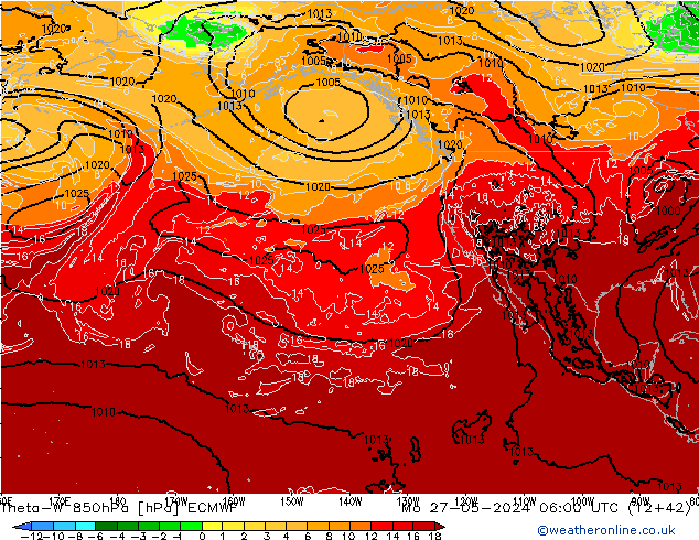 Theta-W 850hPa ECMWF ma 27.05.2024 06 UTC