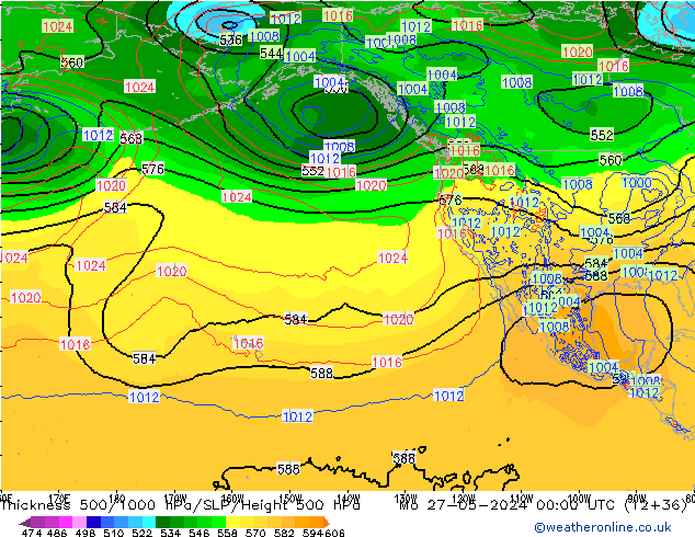 Thck 500-1000hPa ECMWF Mo 27.05.2024 00 UTC