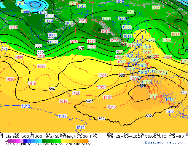 Dikte 500-1000hPa ECMWF wo 29.05.2024 06 UTC