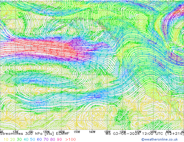 Streamlines 300 hPa ECMWF Mo 03.06.2024 12 UTC