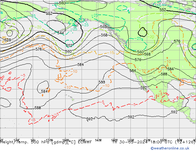 Height/Temp. 500 hPa ECMWF Th 30.05.2024 18 UTC