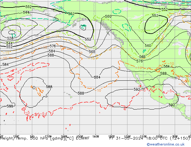 Z500/Rain (+SLP)/Z850 ECMWF vie 31.05.2024 18 UTC