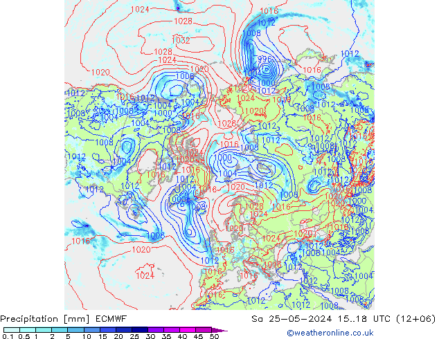 Precipitación ECMWF sáb 25.05.2024 18 UTC